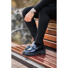 Sardınelli Siyah Deri Erkek Ayakkabı