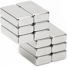 20 Adet 20X10X5 mm Neodyum Magnet N35 Güçlü Mıknatıs Köşeli ve Dayanıklı Nikel Kaplama
