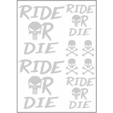 Gogo A4 Sticker Tek Paket Çoklu Sticker Ride Or Die Beyaz