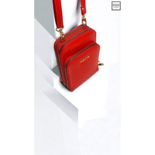 Kadın Beyaz Premium Askılı Ince 3 Gözlü Bölmeli Fermuarlı Tasarım Şık Telefon Mini Çapraz Çanta