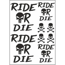 Gogo A4 Sticker Tek Paket Çoklu Sticker Ride Or Die Siyah
