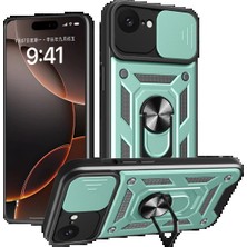 TeknoBaran iPhone 16E Kılıf Pars Lens Yüzüklü Silikon - Yeşil