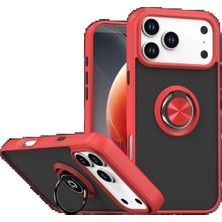 TeknoBaran Apple iPhone 17 Pro Montreal Yüzüklü Silikon Kapak - Kırmızı