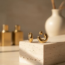 Sevil Gülgün Fine Crafts Modern Geometrik Detaylı Halka Küpe | Top İddialı Kadın Küpe