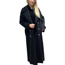 Zems Siyah Uzun Trençkot – Modern