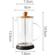 Storemax Bambu Kapaklı Cam French Press – Dayanıklı Çay ve Kahve Demliği, 600 ml Şeffaf Cam, Paslanmaz Çelik Filtreli