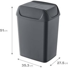 Storemax Svingi Çöp Kutusu 20 Lt - Antrasit, Çok Amaçlı Çöp Kutusu