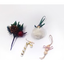 Empressco 16 Parça Renkli Yılbaşı Ağaç Süsü Seti, Kardan Adam, Baston, Melek, Kozalak