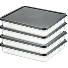 Storemax 4 Adet Buzdolabı Organizeri – Pp Plastik Şeffaf ve Ayarlanabilir Saklama Kabı, Gıdaları Taze Tutan Fresh Box, Çok Amaçlı,mikrodalga ve Bulaşık Makinesi Uyumlu (Gri, 2600 Ml)