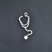 Alooya Doktor Steteskop Gümüş Kaplama Kolye Ucu