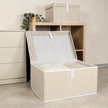 Storemax Çok Amaçlı Kapaklı Sandık Tipi Hurç Organizer – Büyük Boy Saklama Kutusu – Dolap Içi, Yatak Altı ve Altı Için Sert ve Dayanıklı Depolama Çözümü – Katlanabilir (Krem, 60X40X30 Cm)