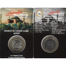 2020 Yılı Ayasofya-I Kebir Camii Şerifi Yeniden Ibadete Açılışı Hatıra 1 Türk Lirası Kitinde Çil