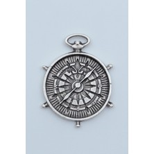 Alooya Pusula Gümüş Kaplama Kolye Ucu