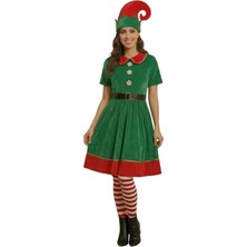 Bkmc Noel Elf Yetişkin Kadın Kostümü Yılbaşı Kostümü