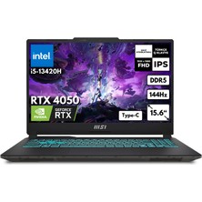 MSI Msı Cyborg 15 I5-13420H 16-Gbddr5 4 Tbssd RTX4050 (6GB-45W) 15.6" Fhd 144Hz Windows 10 Pro Gaming Notebook A13VE-1478XTRZG86