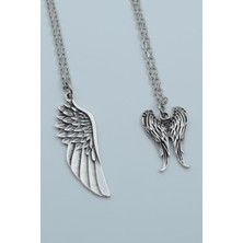 Alooya 2'li Kartal Melek Kanat Gümüş Kaplama Kolye Seti