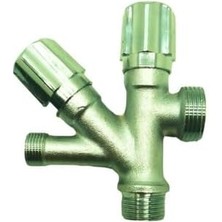 Storemax Dual Başlı Çamaşır Musluğu, Çift Çıkışlı, Metal Su Tesisatı Bağlantı Parçası