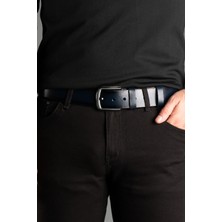 Zeki Özer Erkek Lacivert Hakiki Deri Kemer 4,5 cm