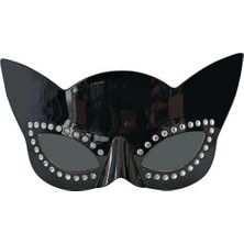 Tp Bfs     Siyah Renk Siyah Camlı Kedi Şekilli Parti Gözlüğü 20X11 cm