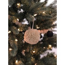 Empressco Açık Kahve Retro Renk 3'lü Yılbaşı Ağaç Süsü Ponpon, 7 cm Büyük Boy