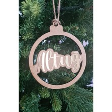 Empressco Özel Tasarım Ahşap Gold Aynalı Yılbaşı Çam Ağaç Süsü, Isimli, Şık ve Zarif