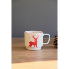 Tabak Evi Porselen Geyik Istifli Kupa Kırmızı Fileli 250CC