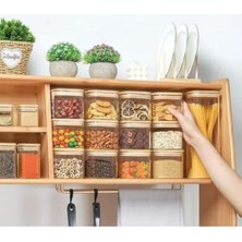 Storemax Bambu Kapaklı 380ML Cam Baharat Kavanozları, Hava Geçirmez Kare Borosilikat Baharat Kapları, Baharat Tuz Şeker Makarna Bakliyat Için Boş Kavanoz