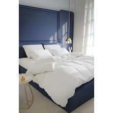 Storemax Düz Beyaz Çift Kişilik Lastikli Çarşaf Düğmeli Nevresim TAKIM%100 Pamuk 2 Adet Yastık Kılıf, 63TEL