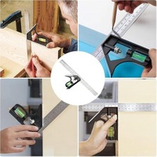 Storemax Kombinasyon, Paslanmaz Çelik Çift Taraflı Cetvel ve Kabarcık Seviyesi, Mühendis Gönye Seti, Ayarlanabilir Marangoz Gönyesi 45/90 Derece, Mühendis ve Marangozlar Için Ölçüm Aleti