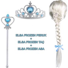 Skygo Örgülü Karlar Ülkesi Frozen Elsa Peruğu Tacı Ve Sopası Çocuk Boy