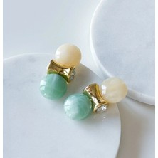 Su Yeşili-Krem Küpe