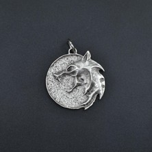 Alooya Witcher 3 Madalyon Gümüş Kaplama Kolye Ucu