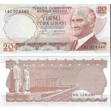 6. Emisyon 20 Türk Lirası I Harfi Yerli Kağıt Para Çil (Unc) Koleksiyon Para