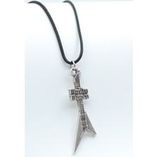 Alooya Marilyn Manson Elektro Gitar Gümüş Kaplama Deri İp Kolye