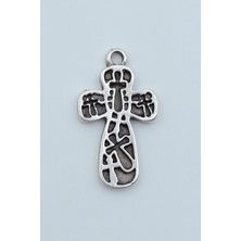 Alooya Haç Desenli Haç Gümüş Kaplama Kolye Ucu