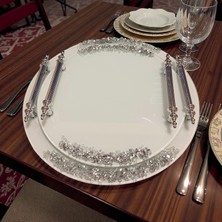 Deyhome 2’li Söz & Nişan Yüzük-Kahve Servis Tepsi Seti | Silver Yaldızlı Krom Kulp | Dikdörtgen Cam Tasarım