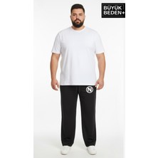 Superlife Erkek Büyük Beden N Logo Baskılı Rahat Kesim Lastikli Bel Paça Reçme Eşofman Altı SPR26EA952-4