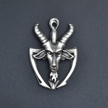 Alooya Baphomet Pagan - Keçi Şeytan Gümüş Kaplama Kolye Ucu