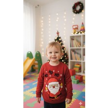 BSK Noel Baba Baskılı Kırmızı "ho Ho Ho" Temalı Çocuk Sweatshirt