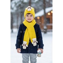 Diamondstar Kız Çocuk Ayıcıklı Atkı Bere Takımı 4/14 yaş