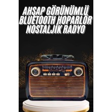 Bi Seyyar Nostaljik Görünümlü Ahşap Radyo Tf Sd USB Girişli LED Fener Işıklı - BI001V-4YYBQ0
