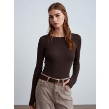 Dilvin 32319 Uzun Kollu Bluz Koyu Kahve