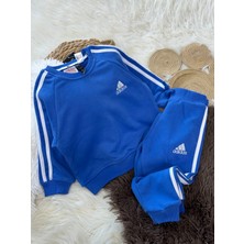 Noble Kids Mavi Şeritli Erkek Çocuk Takımı – Sweatshirt & Eşofman Altı, 2–8 Yaş