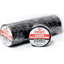 Bumy Elektrik Izolasyon Bandı - 0.13 mm x 19 mm x 10 Yds - Siyah 10'lu Paket