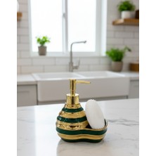 Berina Home Çok Şık Seramik Standlı Sıvı Sabunluk & Deterjanlık - Luxury - Sünger Hazneli Tezgah Üstü Banyo, Mutfak, Lavabo