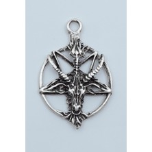 Alooya Pentagram Yıldızı Keçi Kafası Gümüş Kaplama Kolye Ucu