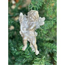 Empressco Gümüş Gri Simli Melek ve Çam Ağacı Dekoru, 13CM, Şık ve Zarif Görünüm