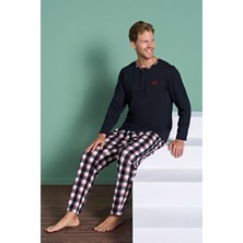 Gd Goldoremi 1963 Erkek Düğmeli Ekoseli Uzun Kollu Pijama Takım