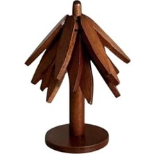 Storemax Ahşap Ağaç Şekilli 3’lü Bardak Altlığı Seti – Istiflenebilir Dekoratif Altlık Standı ile Premium Masa Koruyucu Set (Akasya Renk)