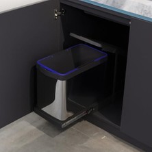 Storemax Cassone Krom, Dolap Içi Teleskopik Raylı Paslanmaz Krom Çöp Kovası 24 Litre, Minimum Kapak Genişliği 40 Cm.